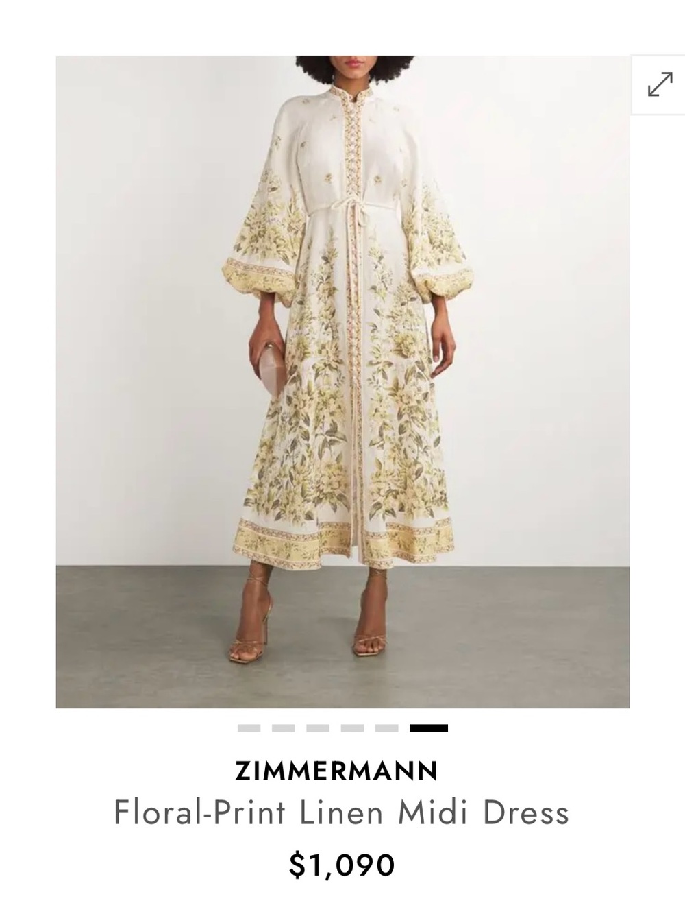 Calypso St. Barth Cream Floral-Print Linen Midi Dress - Picture 9 of 9